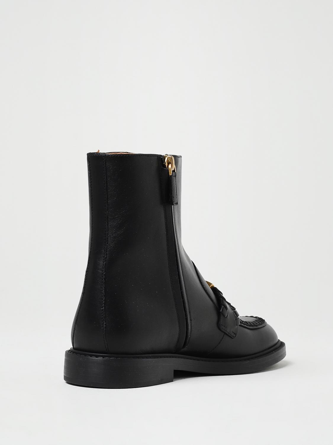 CHLOÉ FLAT ANKLE BOOT: Chloé Marcie leather ankle boots, Black - Img 3