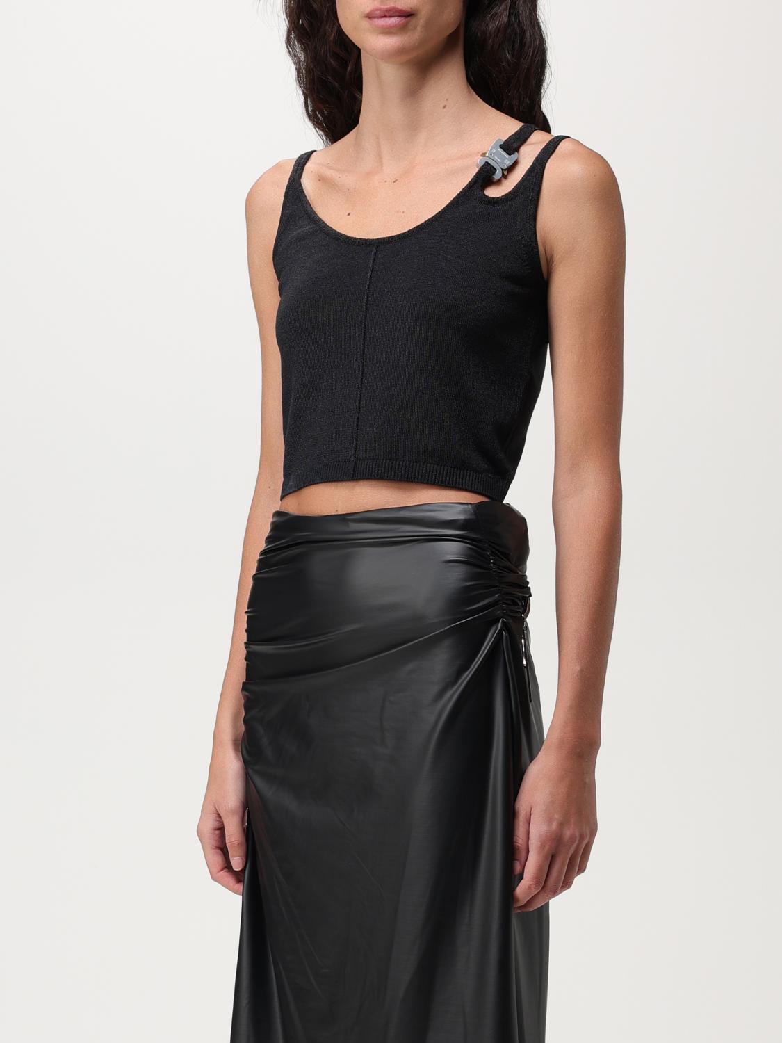 ALYX TOP: Top Alyx corto asimmetrico con fibbia, Nero - Img 4