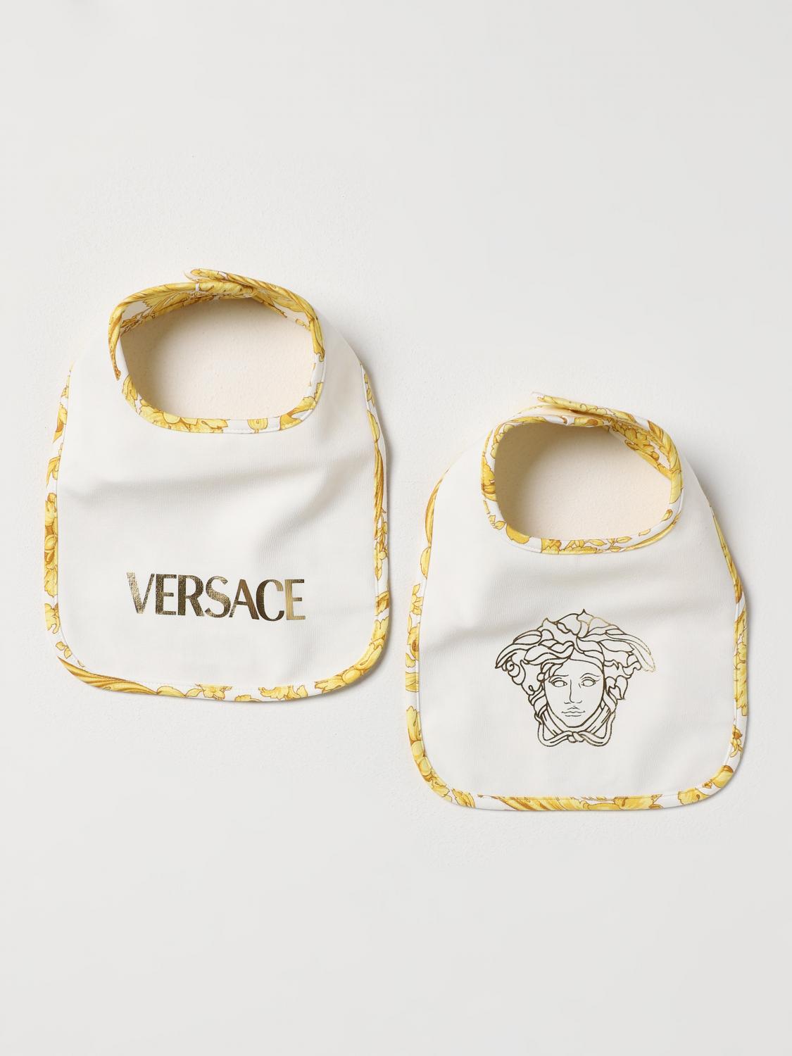 VERSACE BIBERON: Set 2 bavaglini Versace Young in cotone, Bianco - Img 1