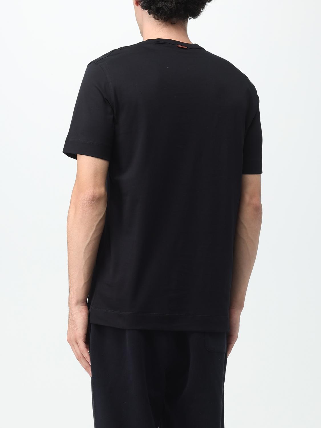 ZEGNA T-SHIRT: Zegna cotton T-shirt with embroidered logo, Black - Img 3