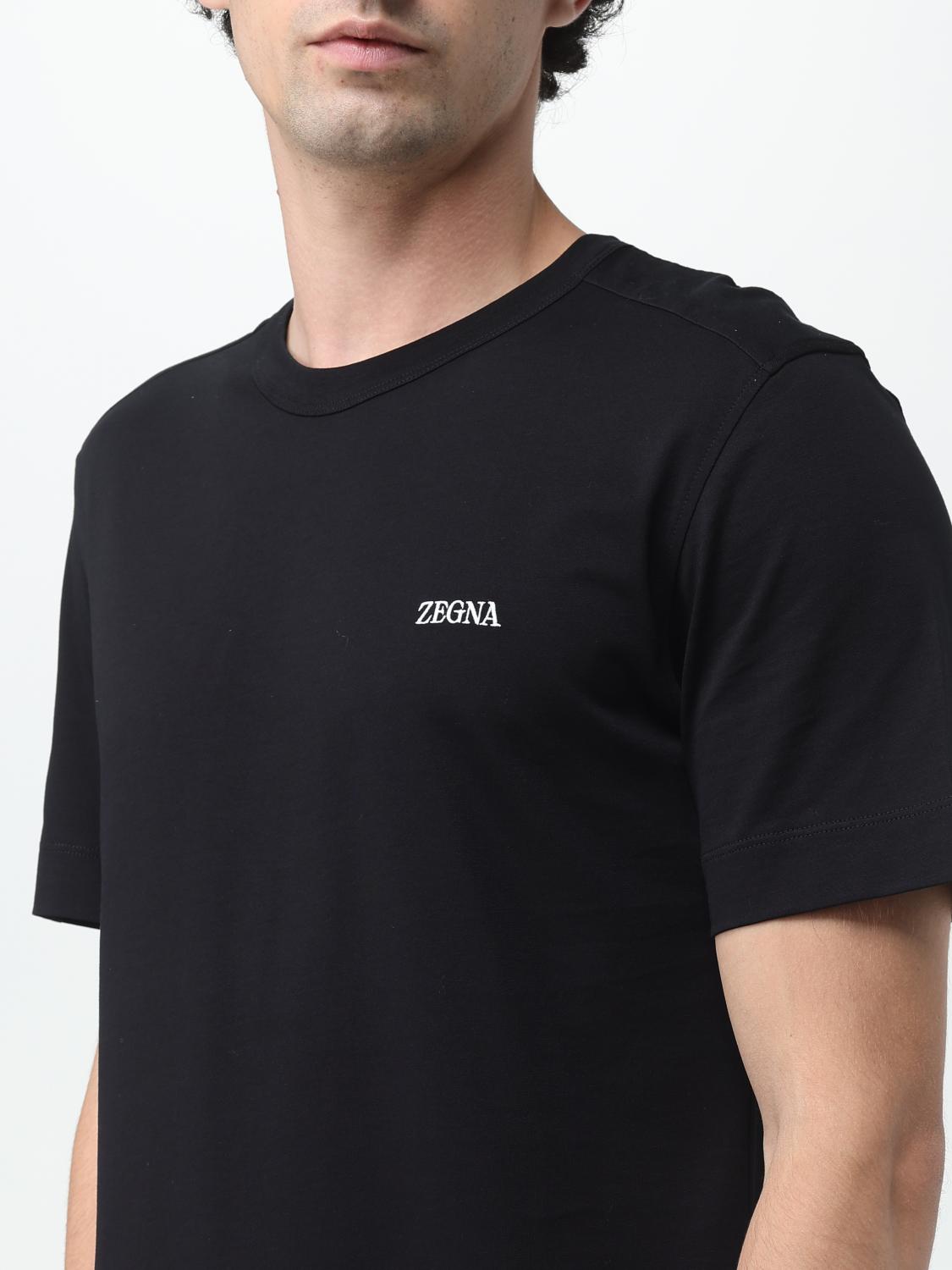 ZEGNA T-SHIRT: Zegna cotton T-shirt with embroidered logo, Black - Img 4