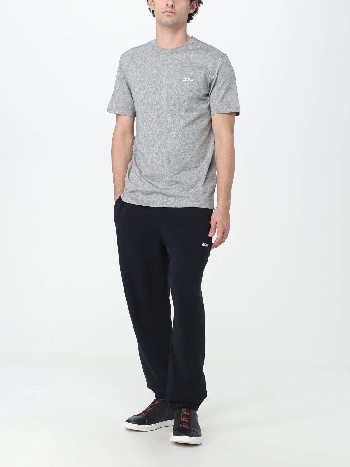 ZEGNA T-SHIRT: Zegna cotton T-shirt with embroidered logo, Grey - Img 2