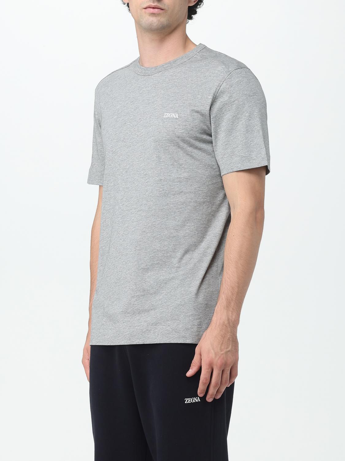 ZEGNA T-SHIRT: Zegna cotton T-shirt with embroidered logo, Grey - Img 4