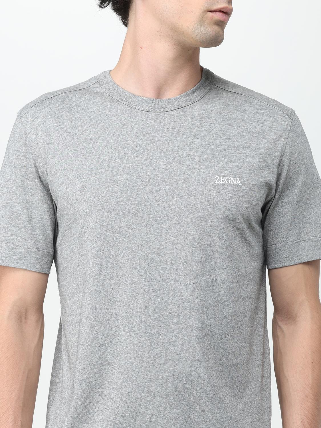 ZEGNA T-SHIRT: Zegna cotton T-shirt with embroidered logo, Grey - Img 5