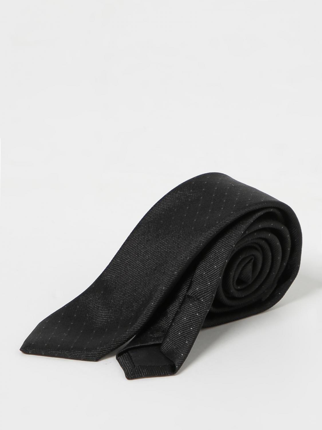 Saint Laurent silk tie with jacquard micro polka dots - Black
