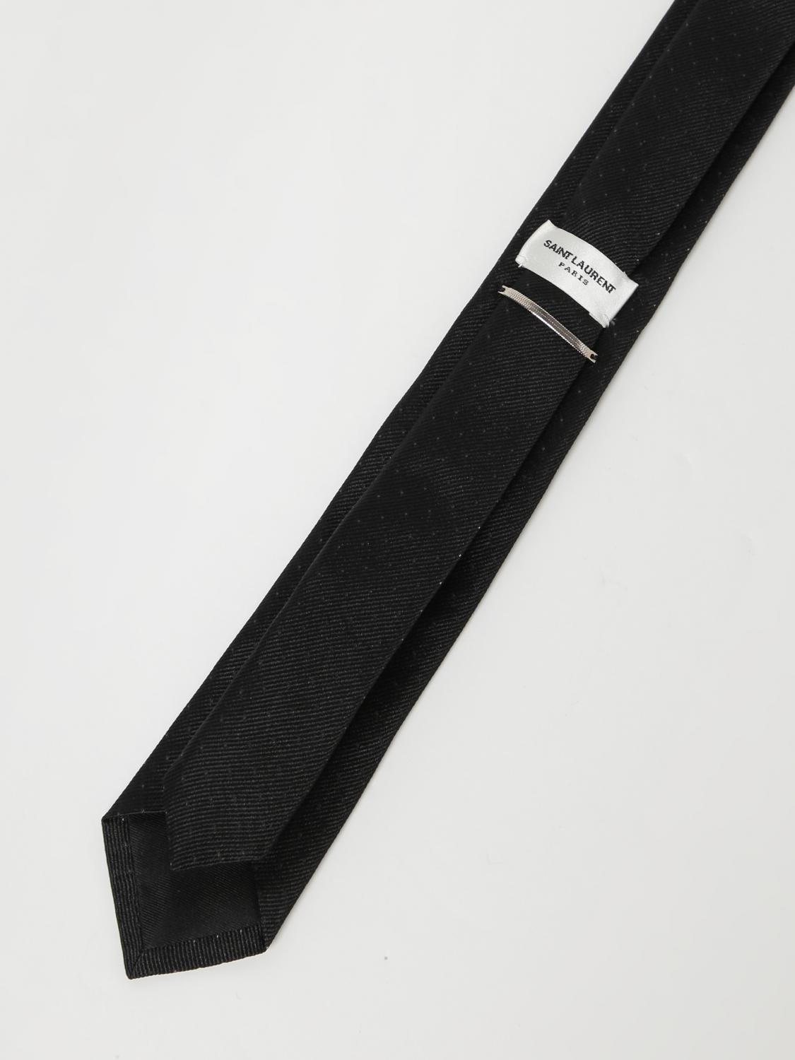 Saint Laurent silk tie with jacquard micro polka dots - Black