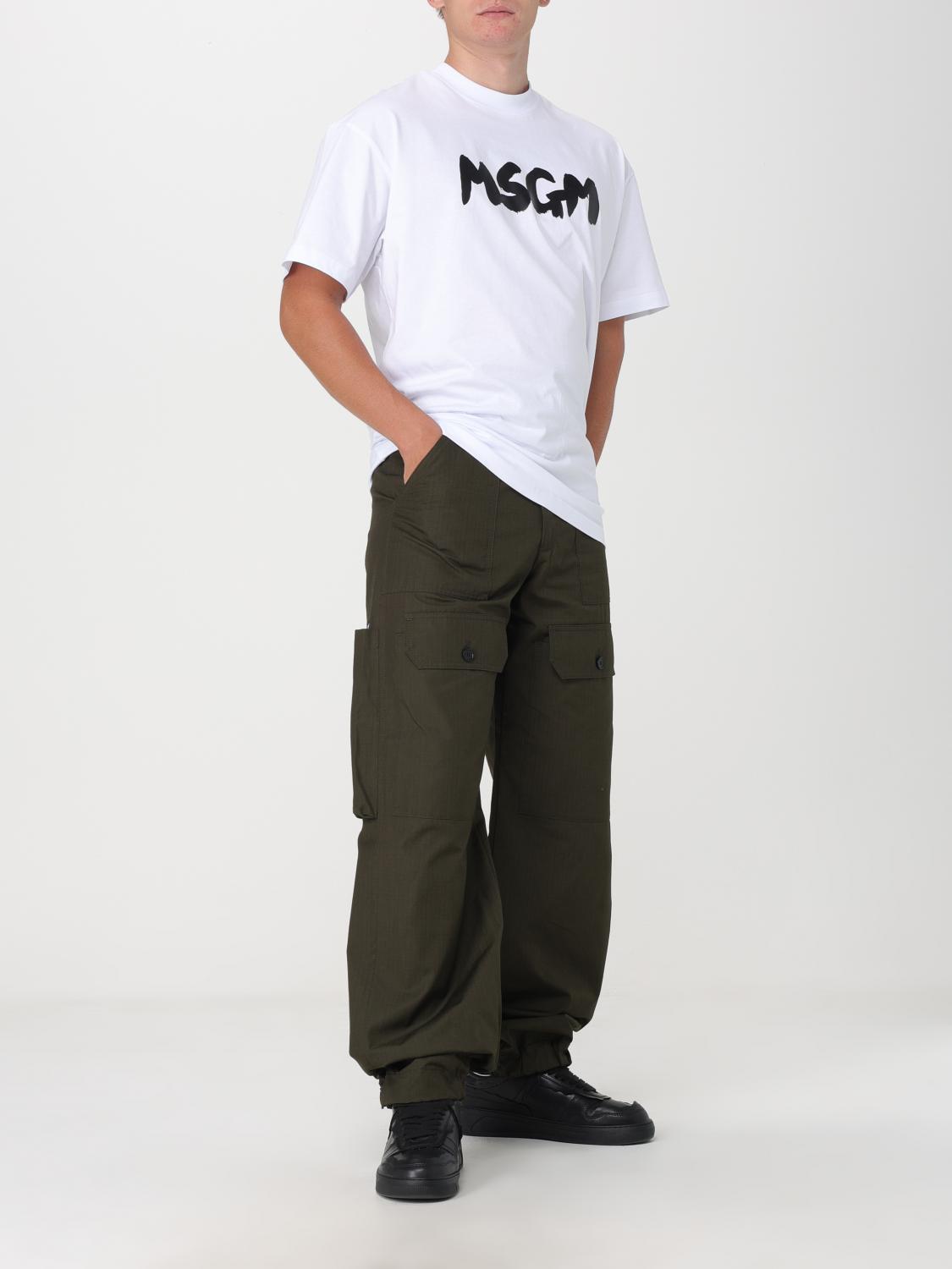 MSGM PANTS: MSGM cotton pants, Green - Img 2