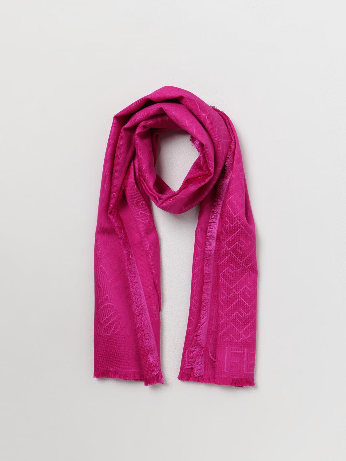 FENDI SCIARPA: Sciarpa Fendi in misto seta e lana con logo jacquard, Rosa - Img 2