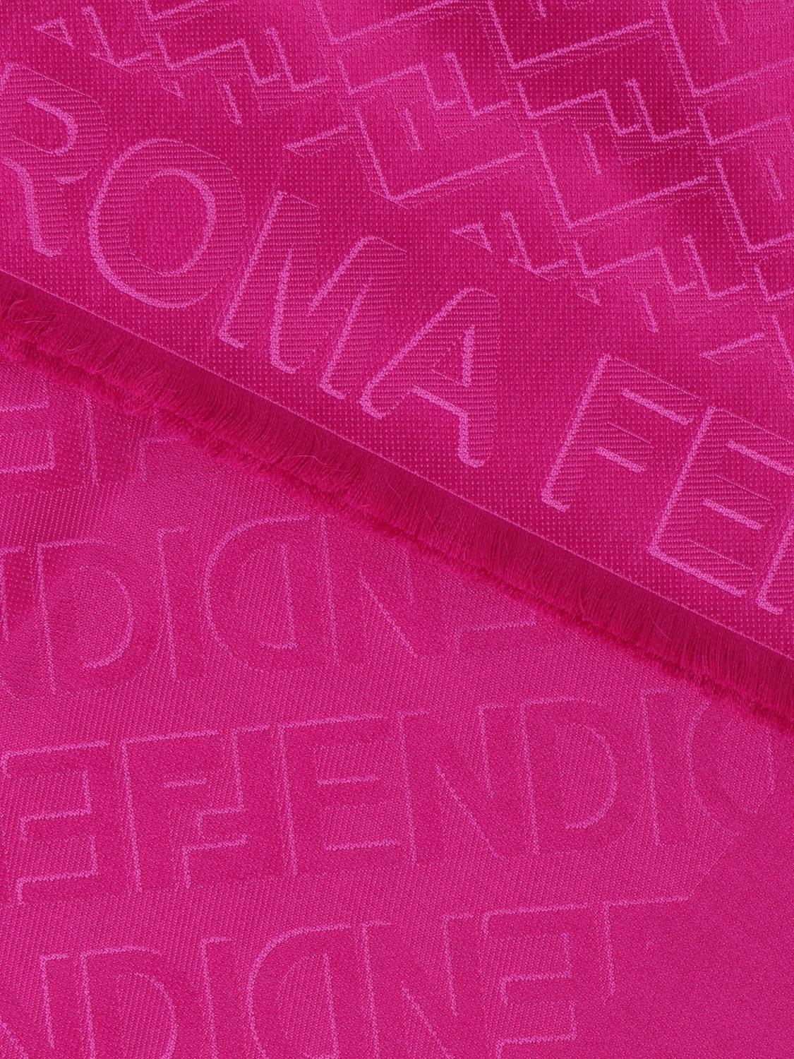 FENDI SCIARPA: Sciarpa Fendi in misto seta e lana con logo jacquard, Rosa - Img 3