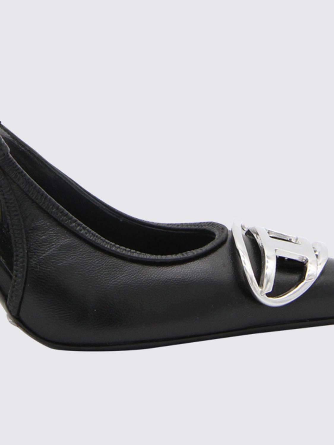 DIESEL PUMPS: Diesel D-Venus Leder-Slingbacks, Schwarz - Img 3