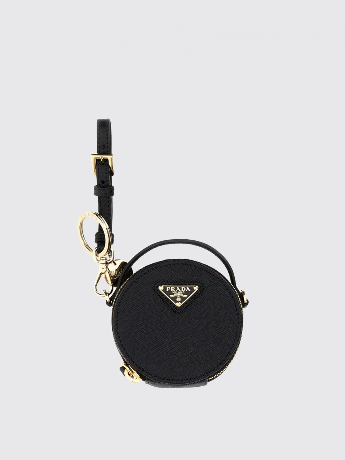 PRADA: Mini Pouch saffiano leather key ring with triangle