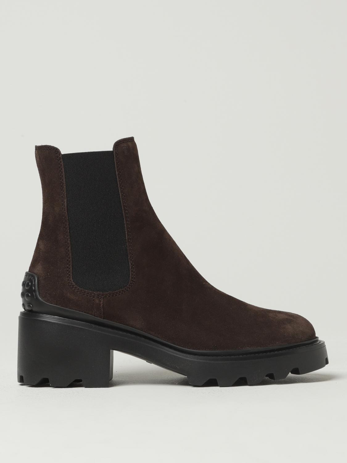 TOD'S FLAT ANKLE BOOT: Tod's suede ankle boots, Brown - Img 1