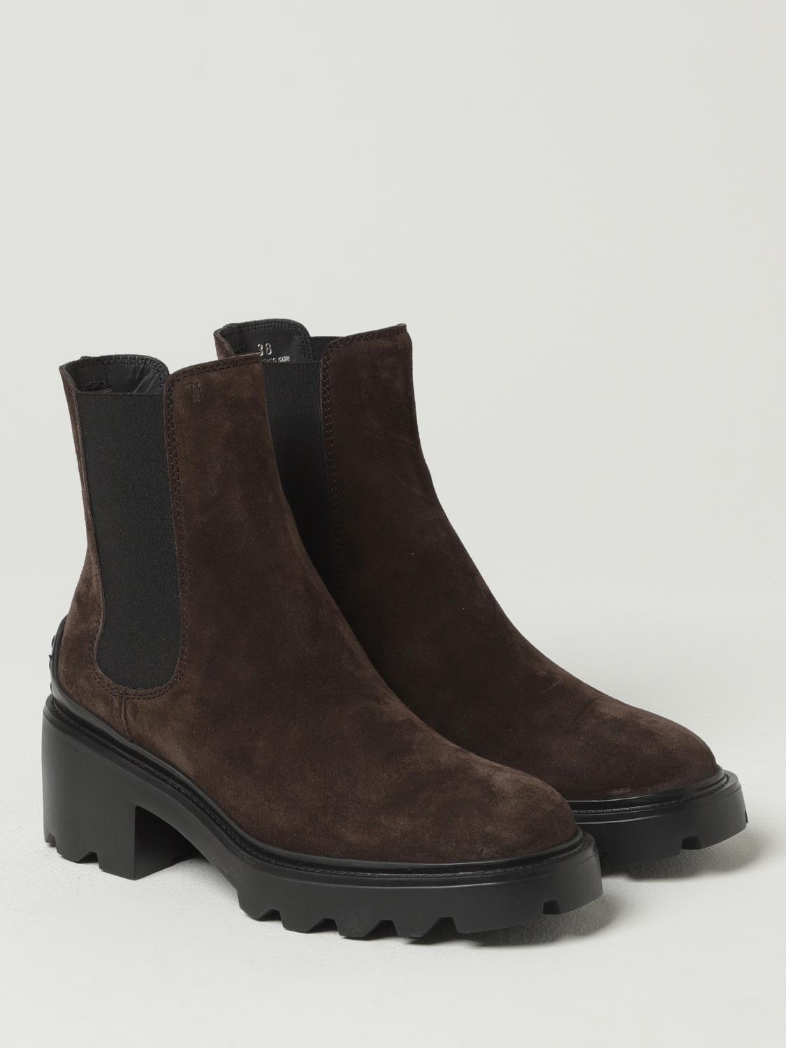 TOD'S FLAT ANKLE BOOT: Tod's suede ankle boots, Brown - Img 2