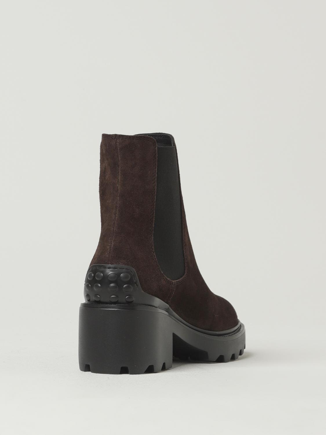 TOD'S FLAT ANKLE BOOT: Tod's suede ankle boots, Brown - Img 3