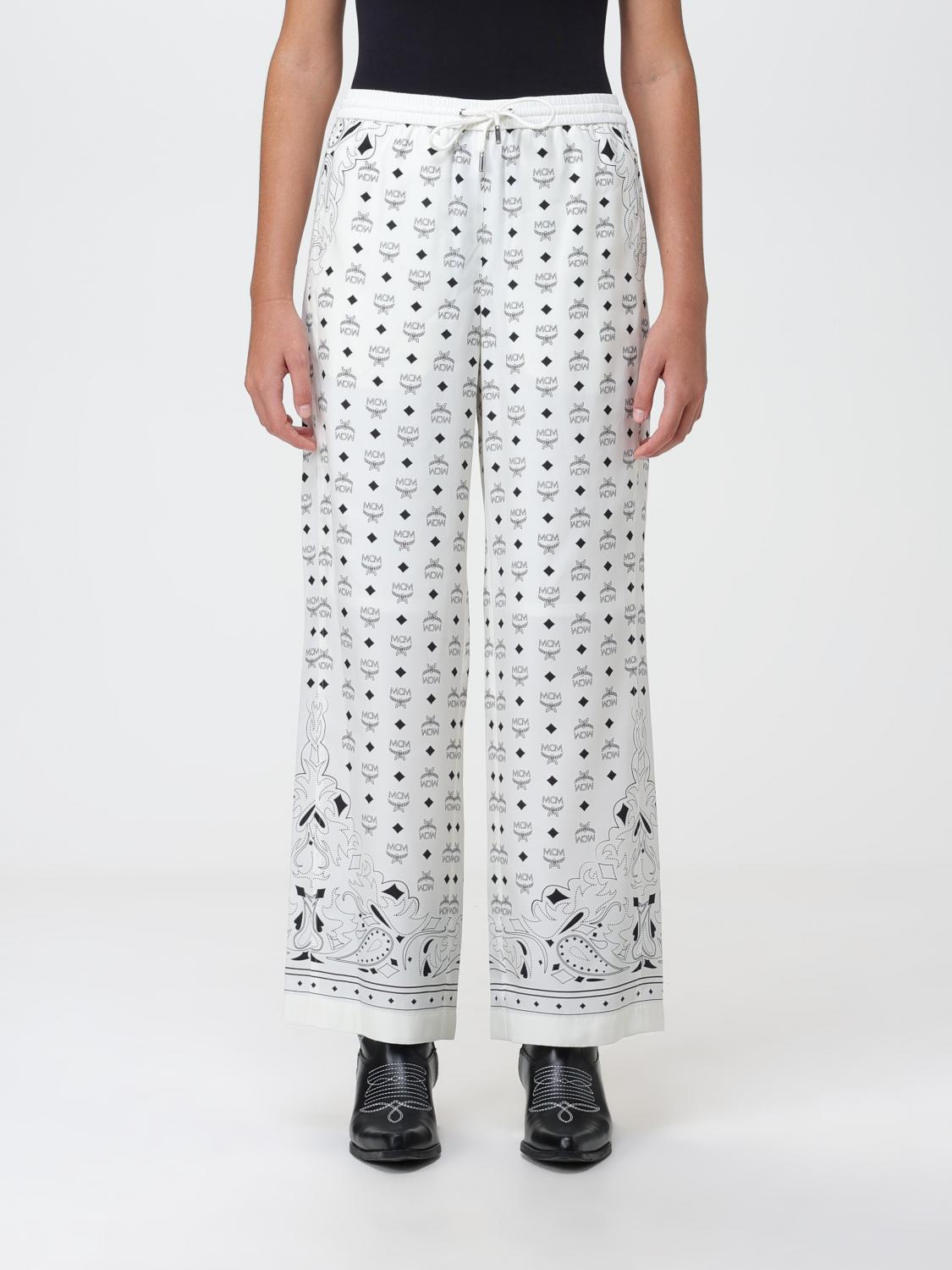 MCM PANTALONI: Pantalone Mcm in misto seta, Bianco - Img 1