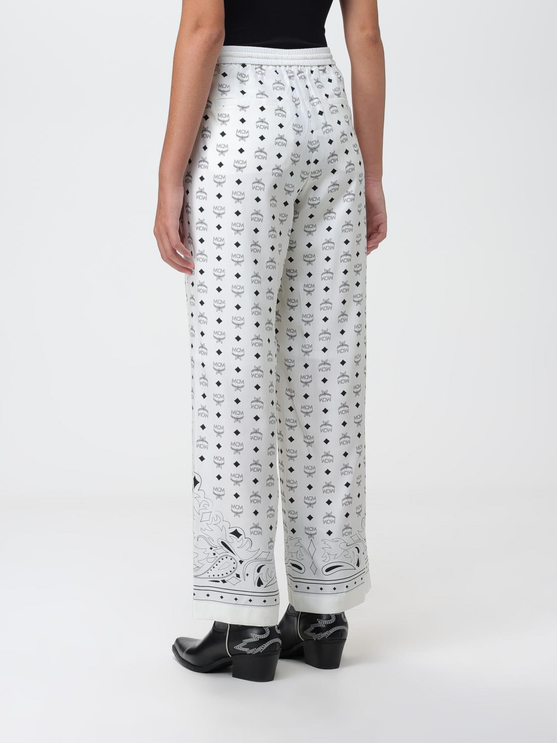 MCM PANTALONI: Pantalone Mcm in misto seta, Bianco - Img 2
