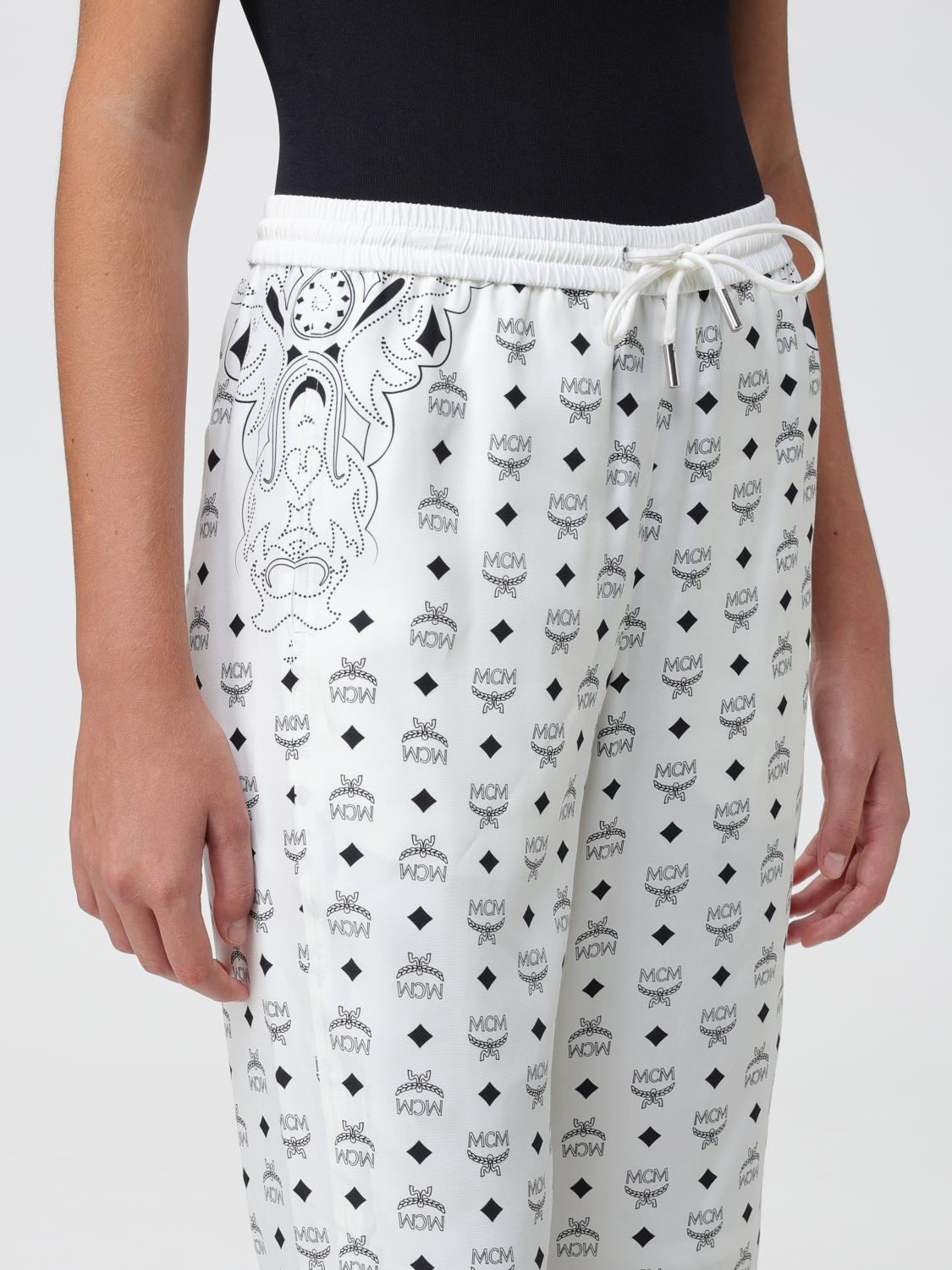 MCM PANTALONI: Pantalone Mcm in misto seta, Bianco - Img 3