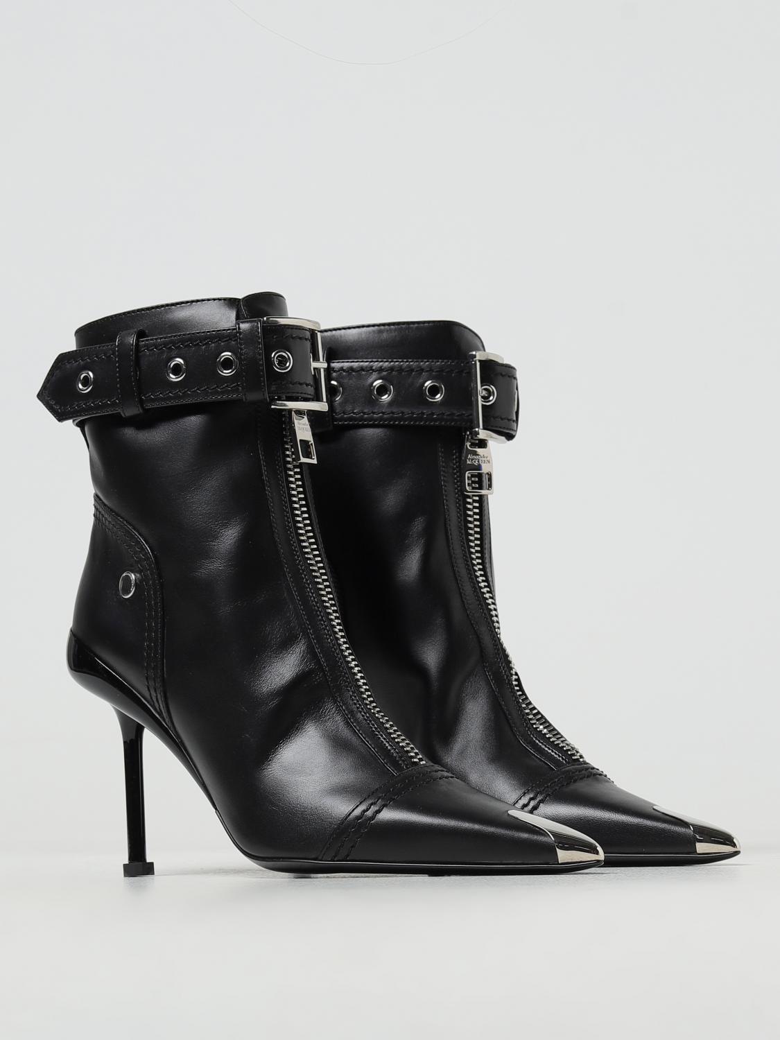 MCQUEEN BOTINES PLANOS: Botas mujer McQueen, Negro - Img 2
