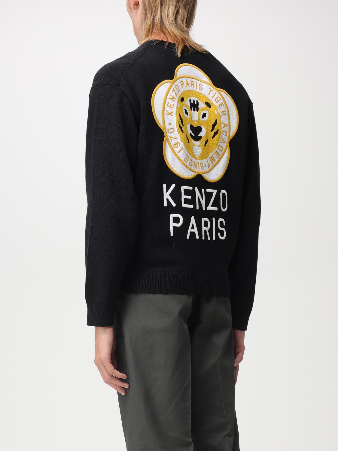 Kenzo Tiger cardigan in wool and cotton - Black | FD65CA4163BB