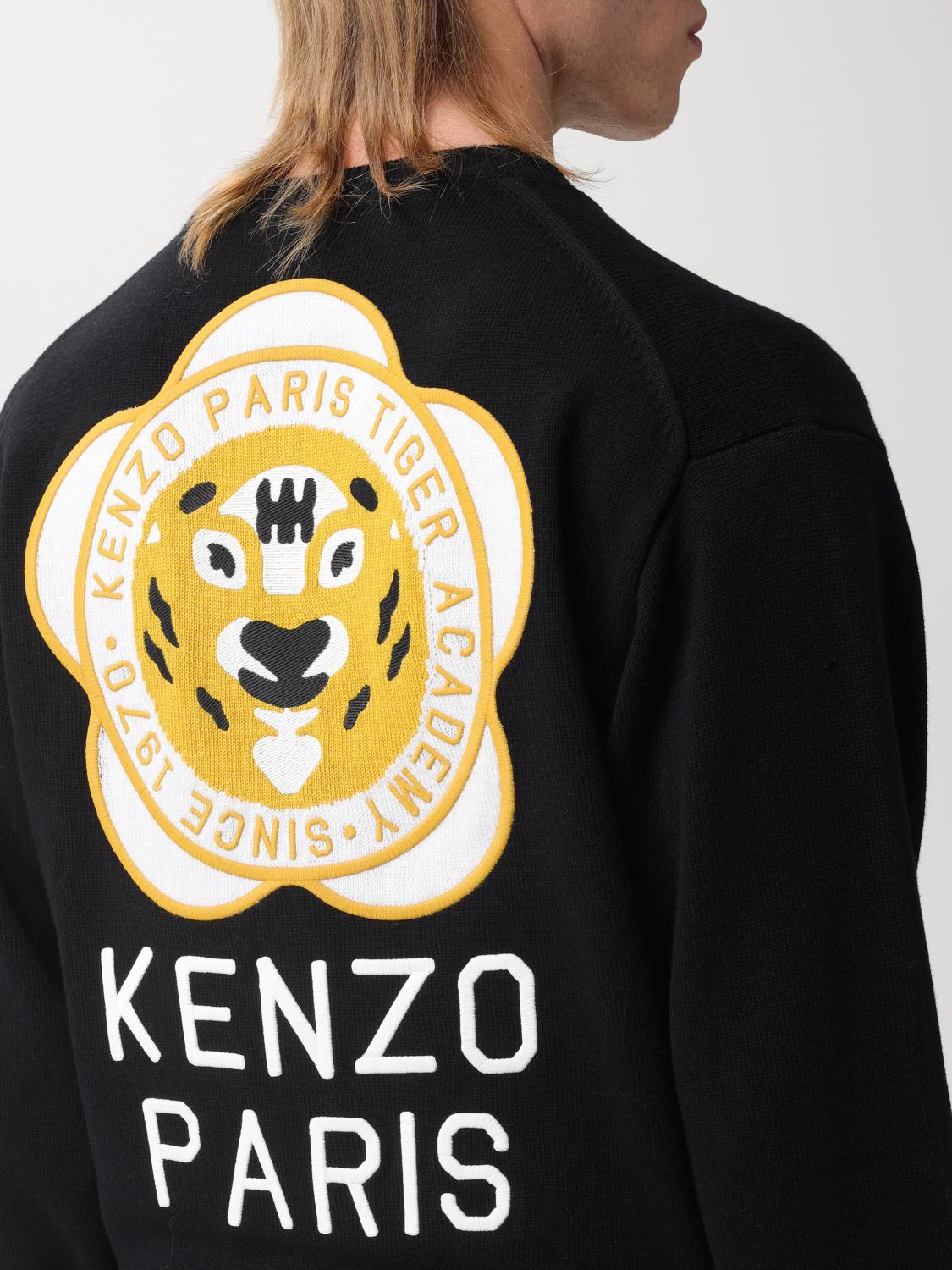 Kenzo Tiger cardigan in wool and cotton - Black | FD65CA4163BB