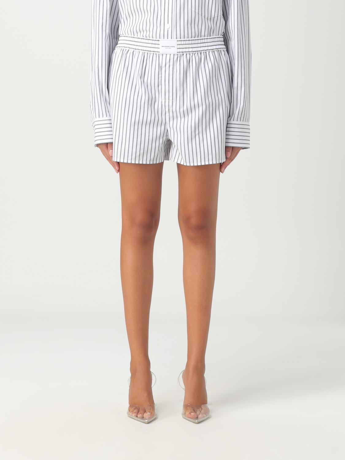 Alexander Wang shorts in striped poplin - White | 4WC3234380