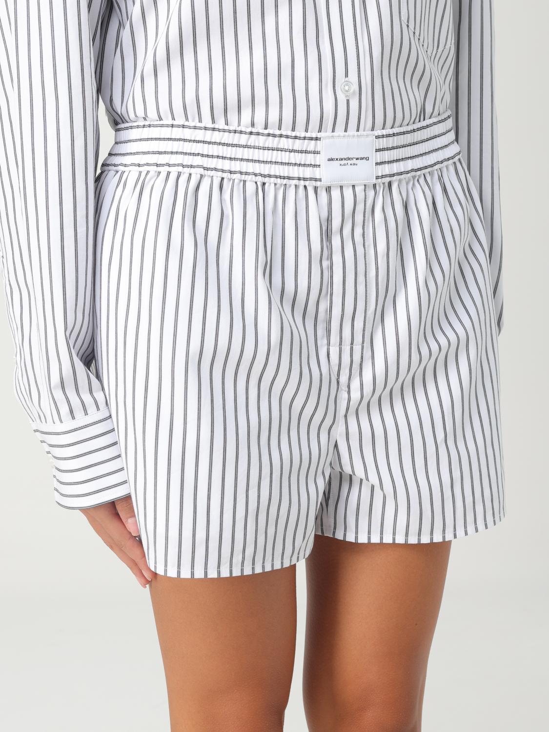 Alexander Wang shorts in striped poplin - White | 4WC3234380