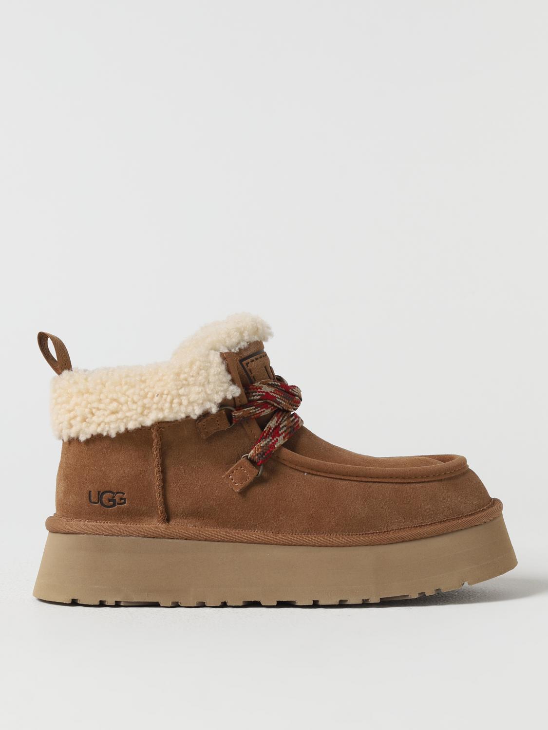 UGG FLAT ANKLE BOOT: Boots woman UGG, Brown - Img 1