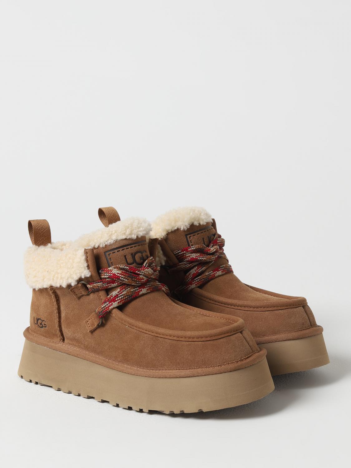 UGG FLAT ANKLE BOOT: Boots woman UGG, Brown - Img 2