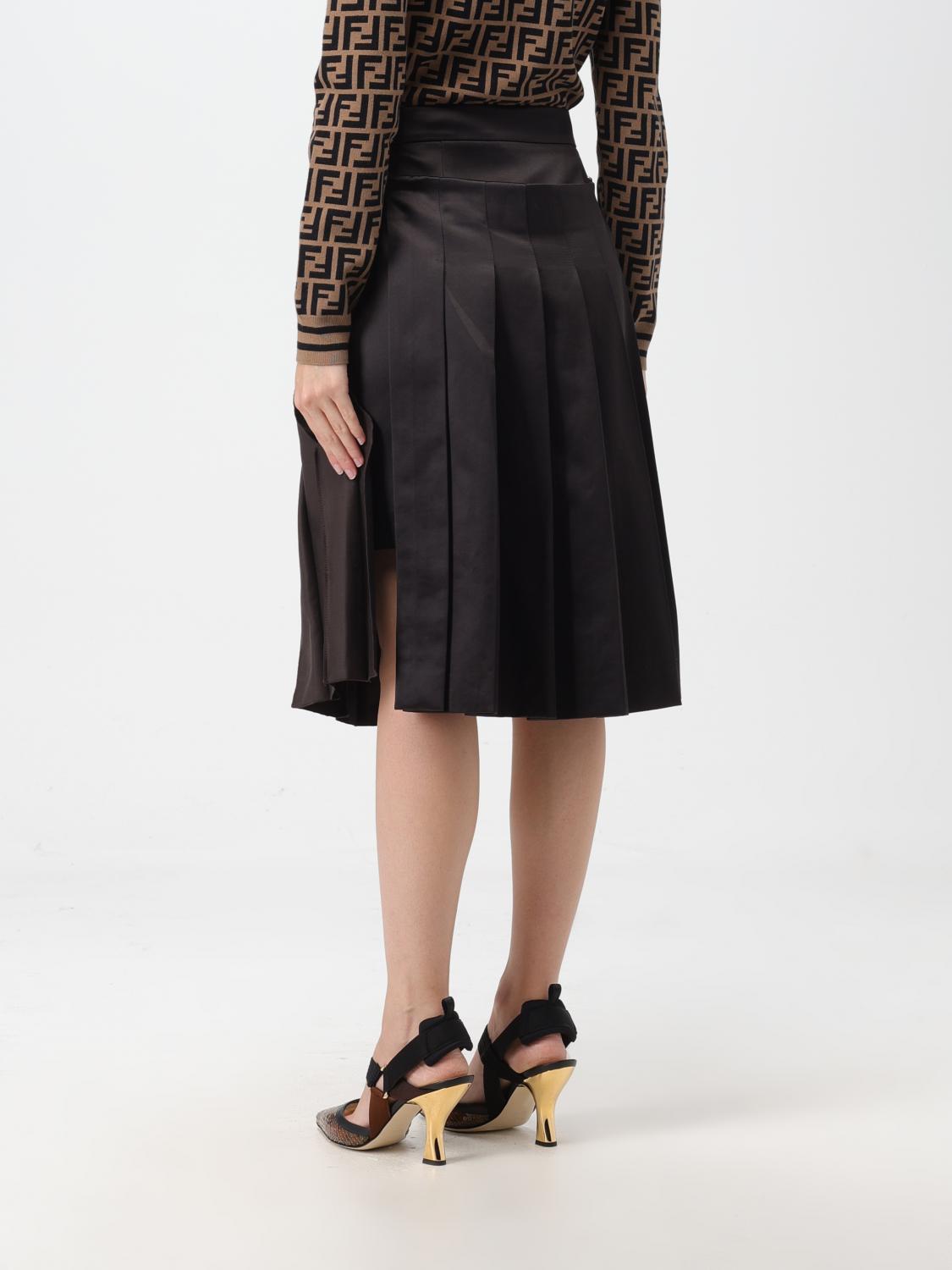 Fendi skirt in cotton and silk - Black | FQ7496AM3Q | GIGLIO.COM