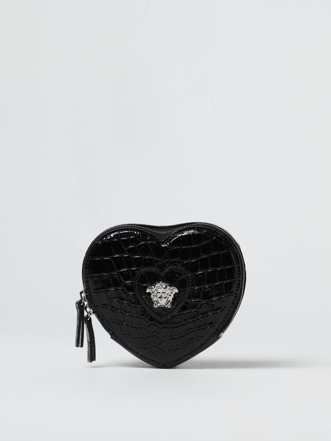 VERSACE BORSA MINI: Borsa Versace Young in pelle stampa cocco con Medusa, Nero - Img 1