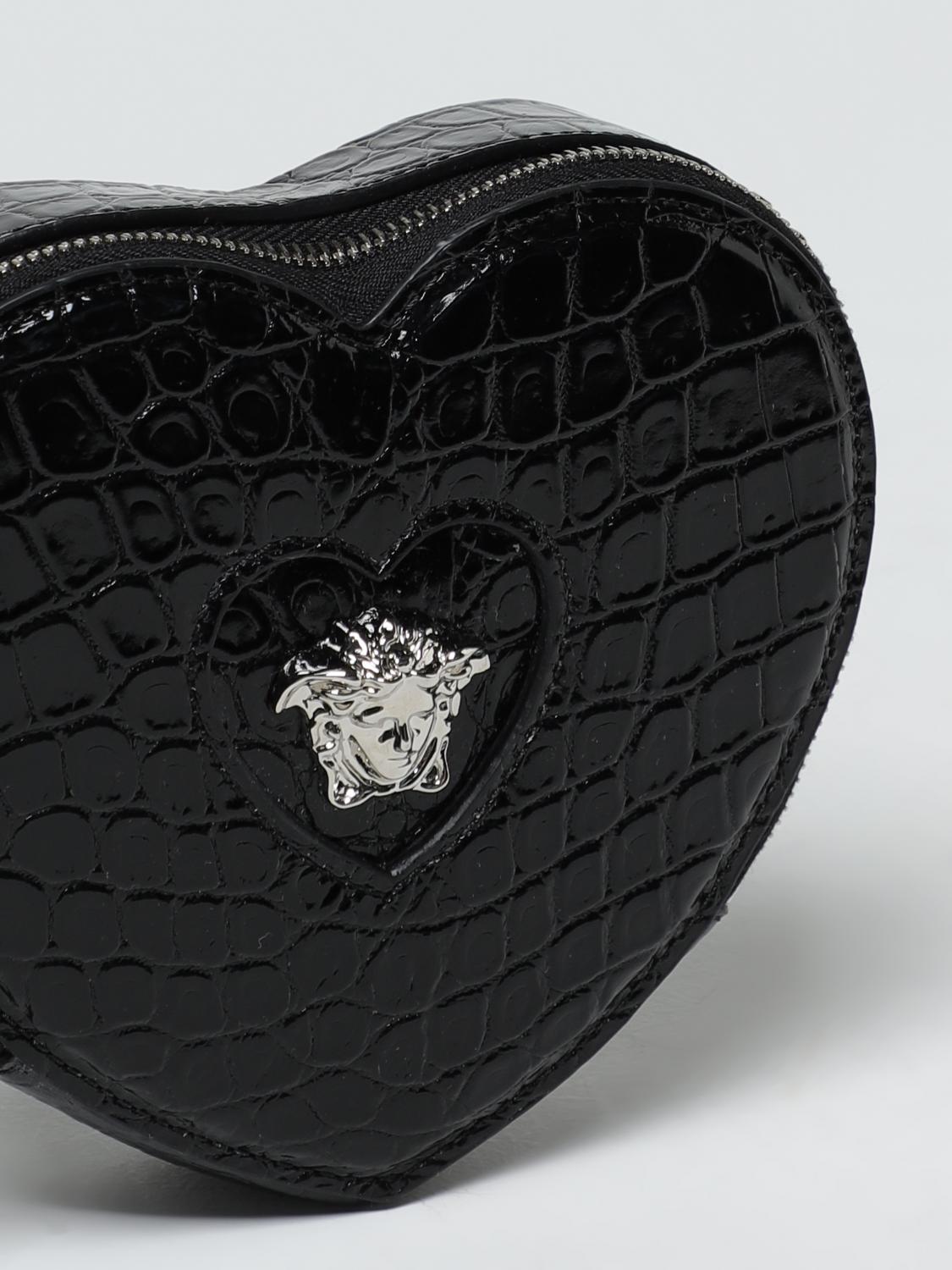 VERSACE BORSA MINI: Borsa Versace Young in pelle stampa cocco con Medusa, Nero - Img 3