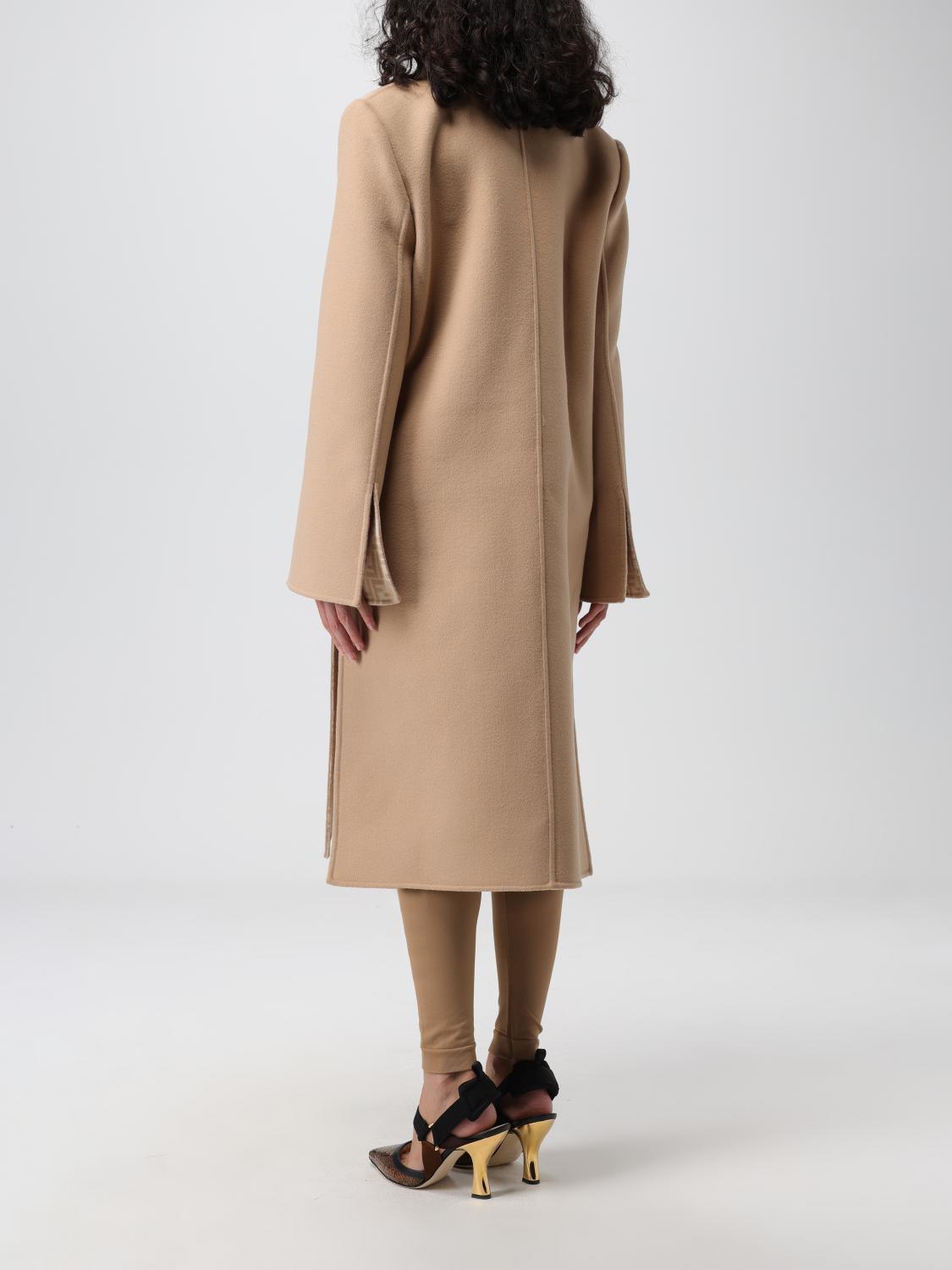Fendi wool coat with monogram pockets - Beige | FF8948A5HD