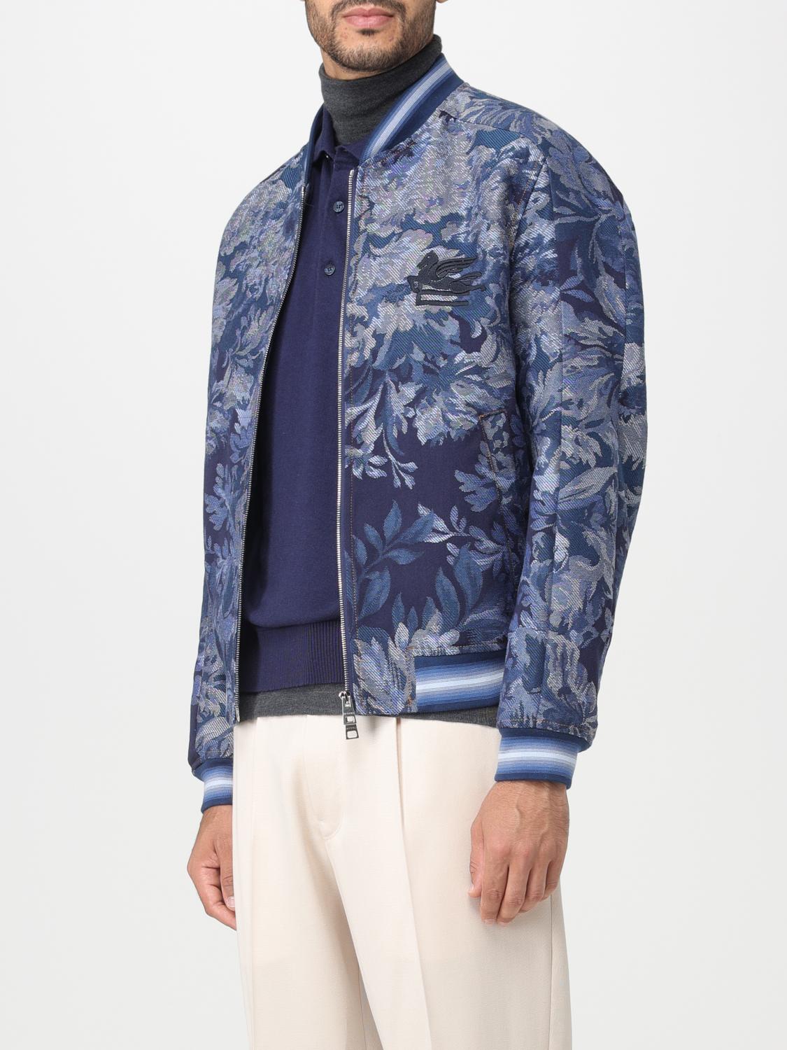 ETRO: bomber jacket in cotton blend with jacquard pattern Blue