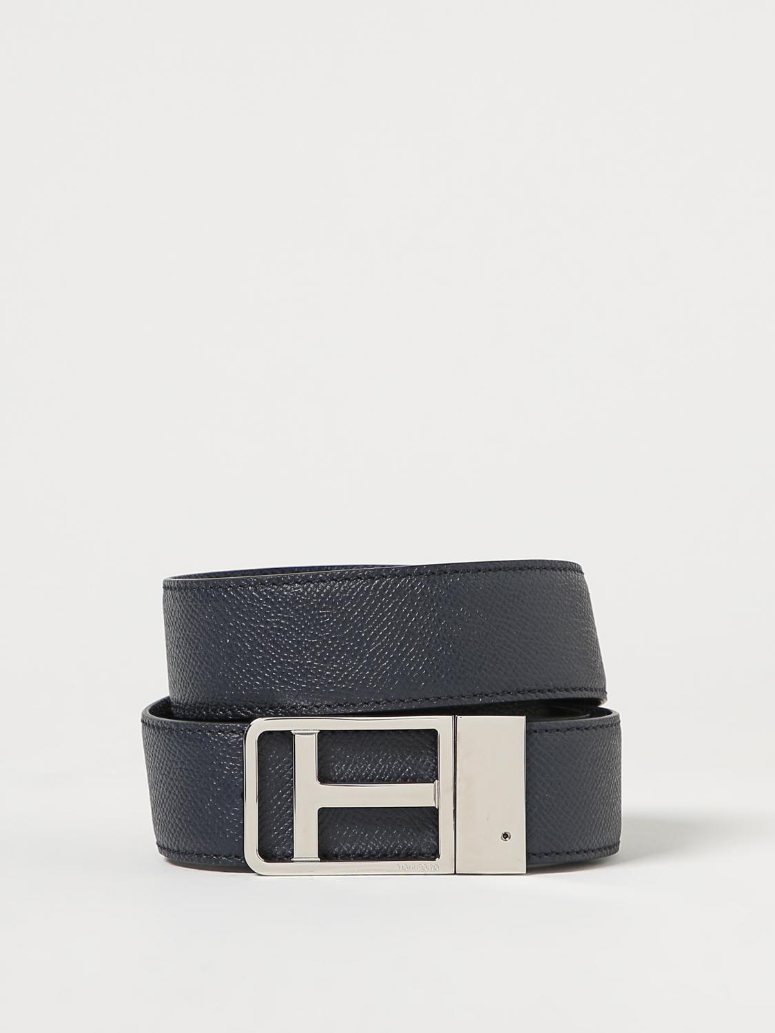 TOM FORD: belt in grained leather - Blue | Tom Ford belt  display picture 1