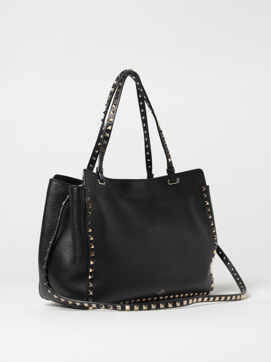 VALENTINO GARAVANI BORSA A SPALLA: Borsa Rockstud Valentino Garavani in pelle con borchie, Nero - Img 3