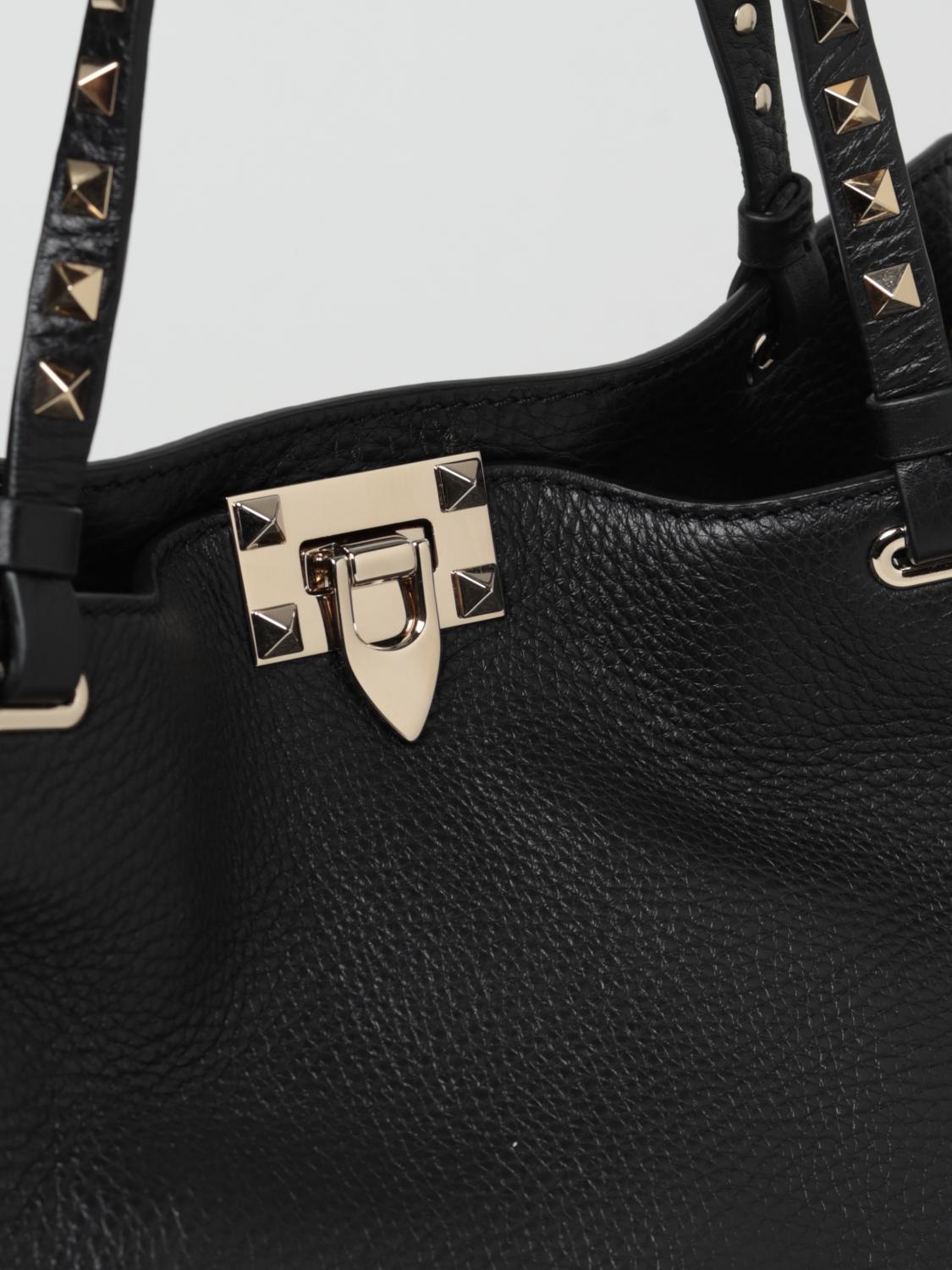 VALENTINO GARAVANI BORSA A SPALLA: Borsa Rockstud Valentino Garavani in pelle con borchie, Nero - Img 4