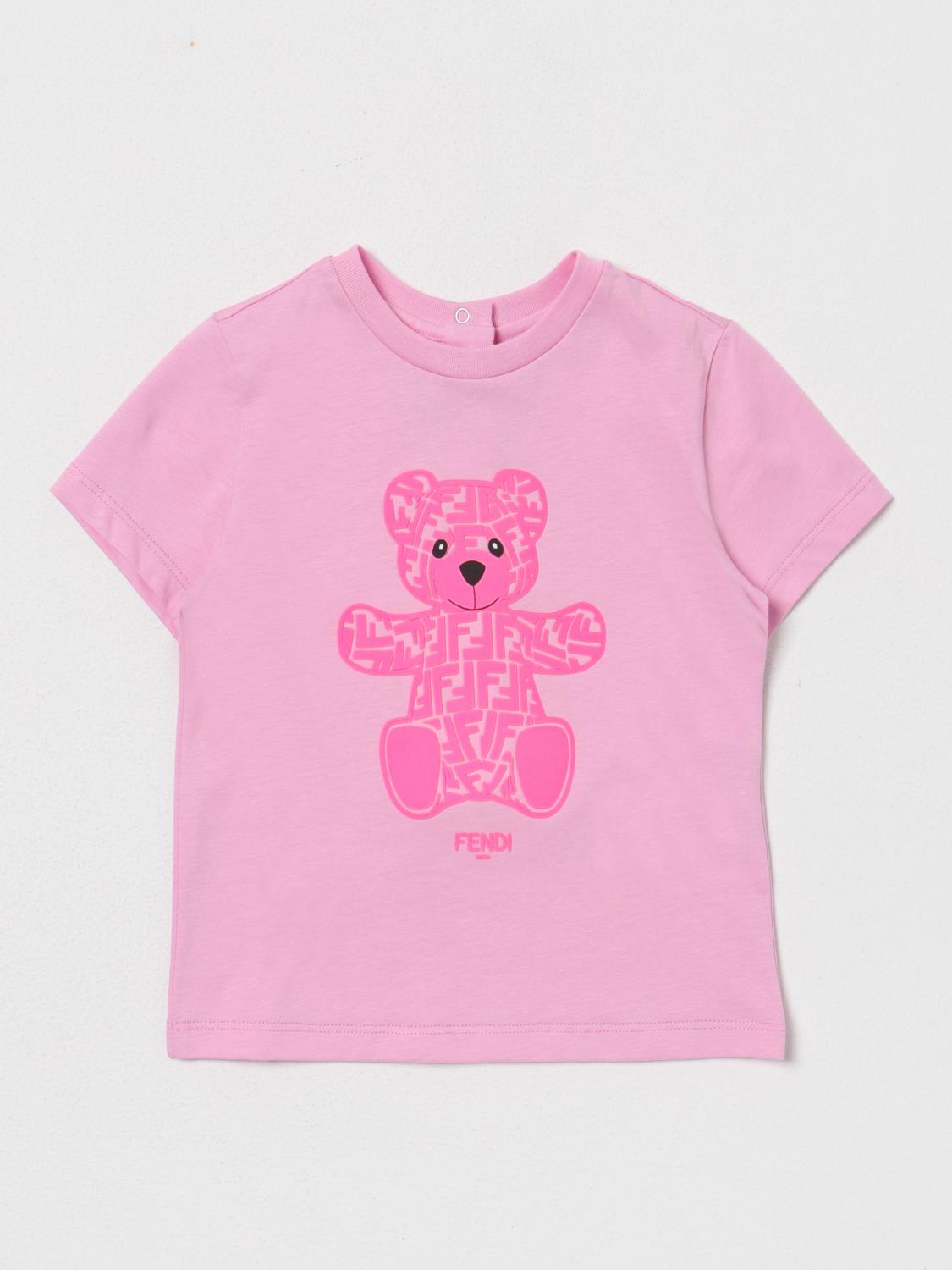 Fendi Kids t-shirt with bear print - Pink | BUI0697AJ | GIGLIO.COM