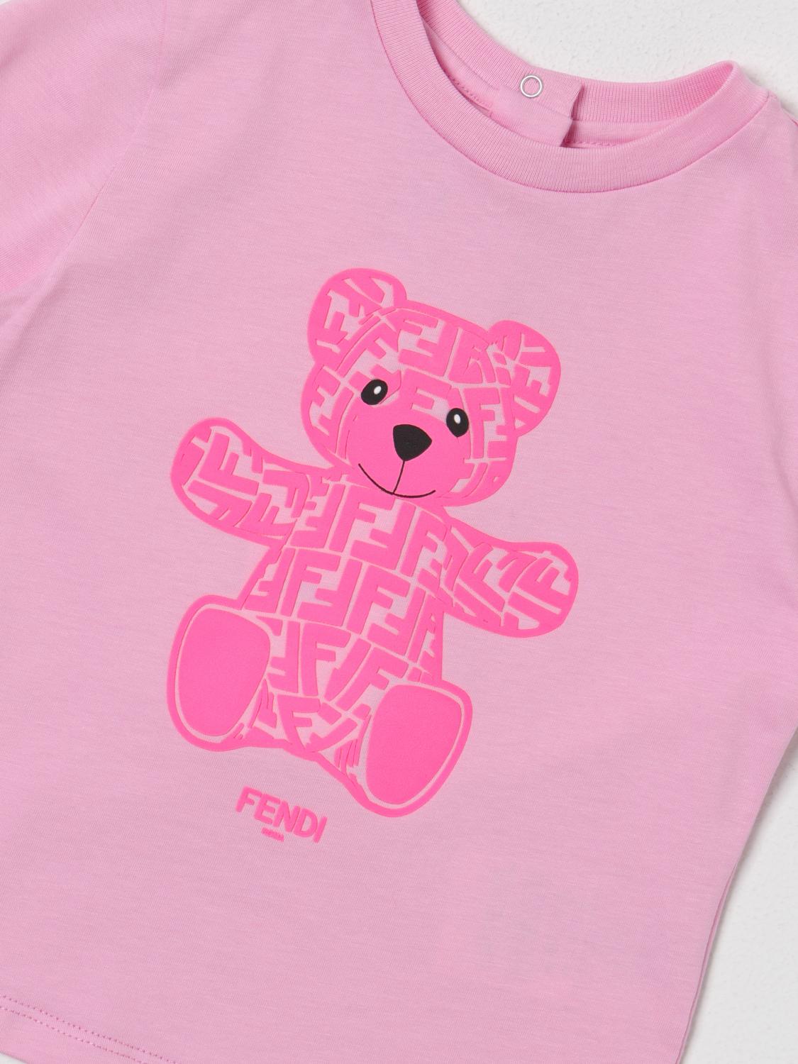 Fendi Kids t-shirt with bear print - Pink | BUI0697AJ | GIGLIO.COM