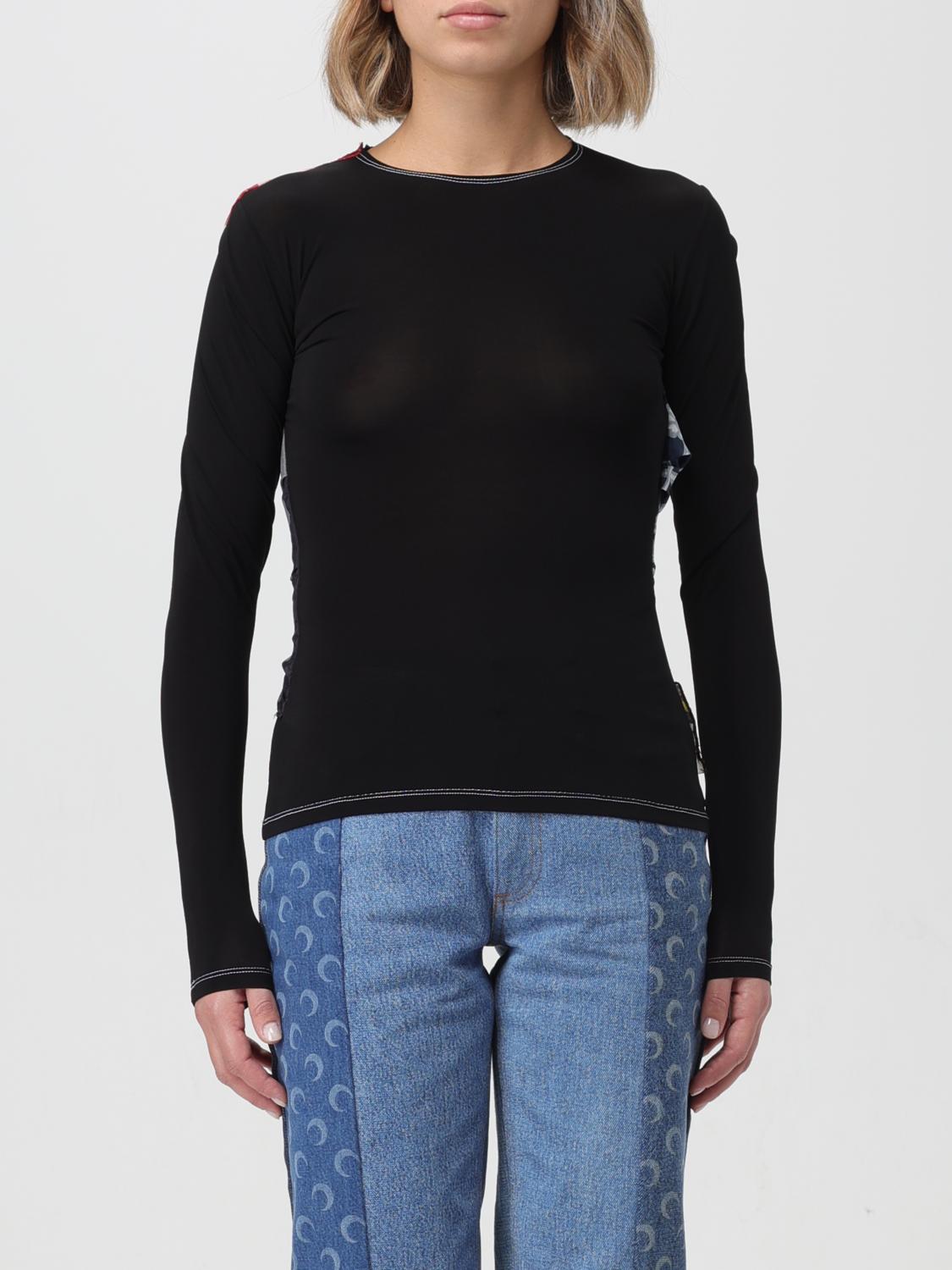 MARINE SERRE ブラック 長袖Tシャツ Marine Serre long-sleeve Cotton