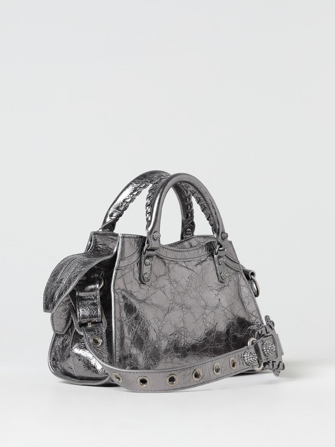 Balenciaga Neo Cagole XS bag in cracklè leather - Silver