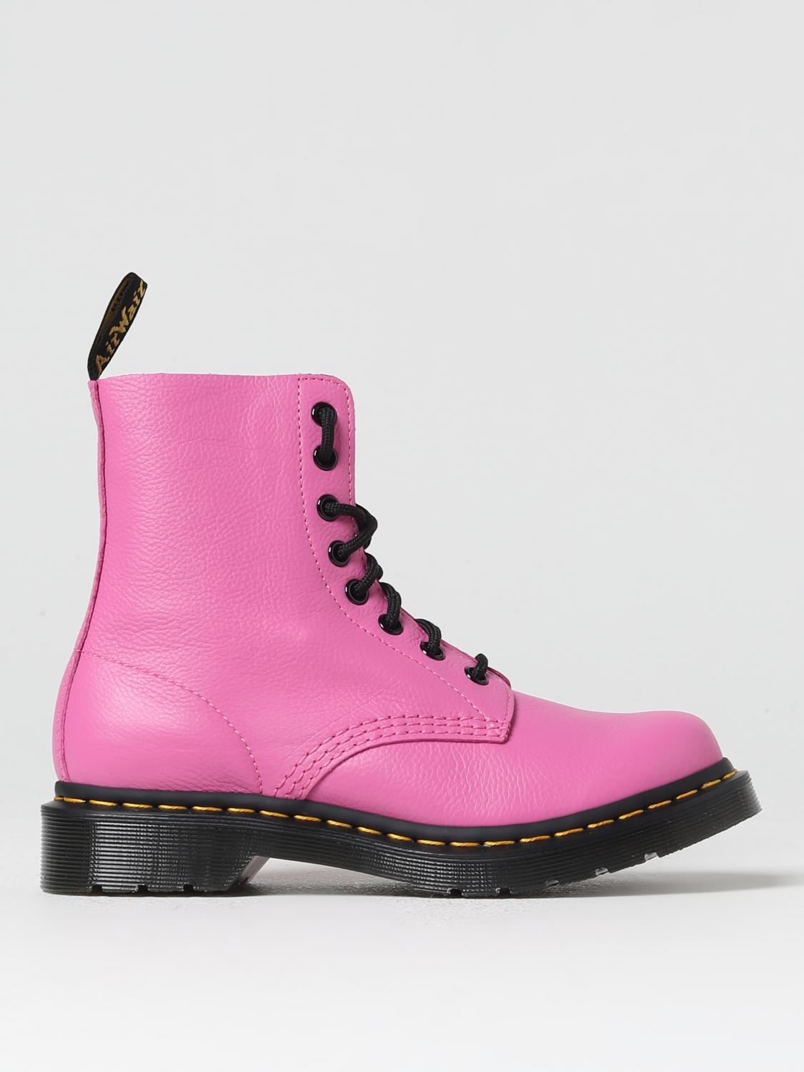 MARTENS: Flache stiefeletten damen Pink Martens Flache