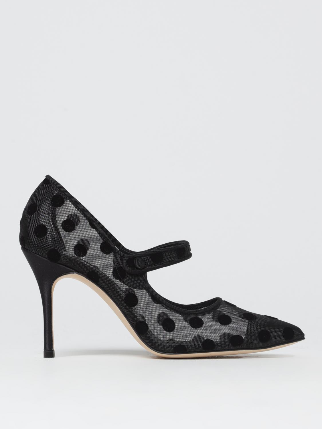 MANOLO BLAHNIK: Campari pumps in mesh with polka dots Black