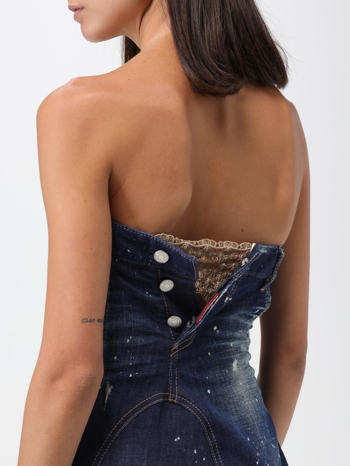 DSQUARED2 ABITO: Abito Dsquared2 in denim con effetto painted, Denim - Img 3