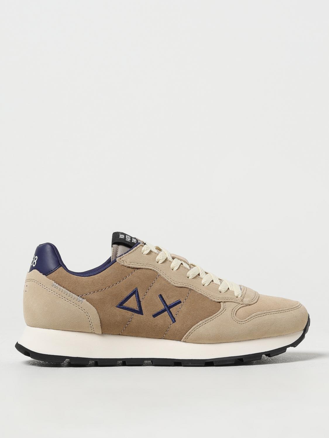 SUN68 SNEAKERS: Sneakers Tom Sun 68 in suede con logo, Beige - Img 1