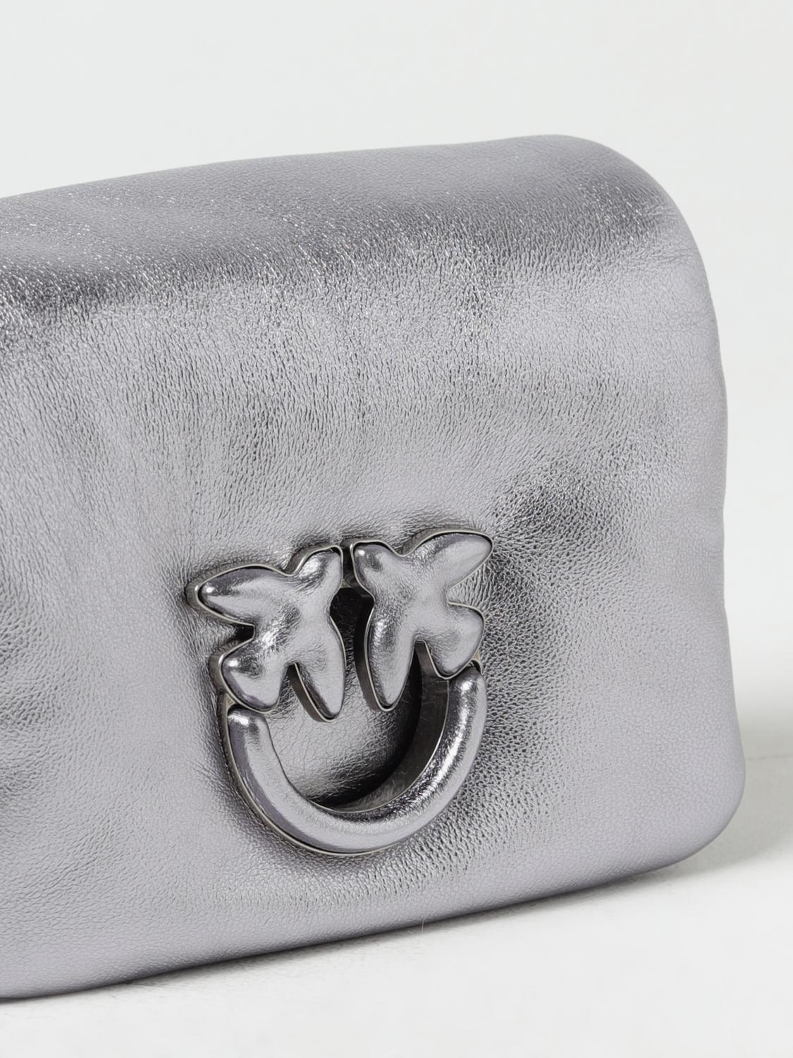 PINKO BORSA MINI: Borsa Love Click Pinko in nappa , Argento - Img 3
