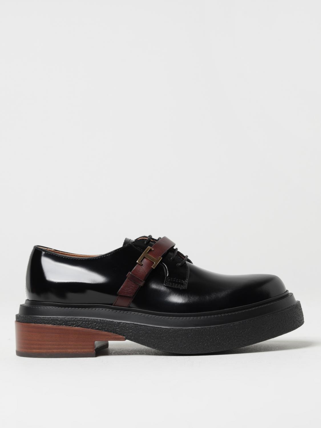 TOD'S: derby shoes in brushed leather with strap Brown Tod's