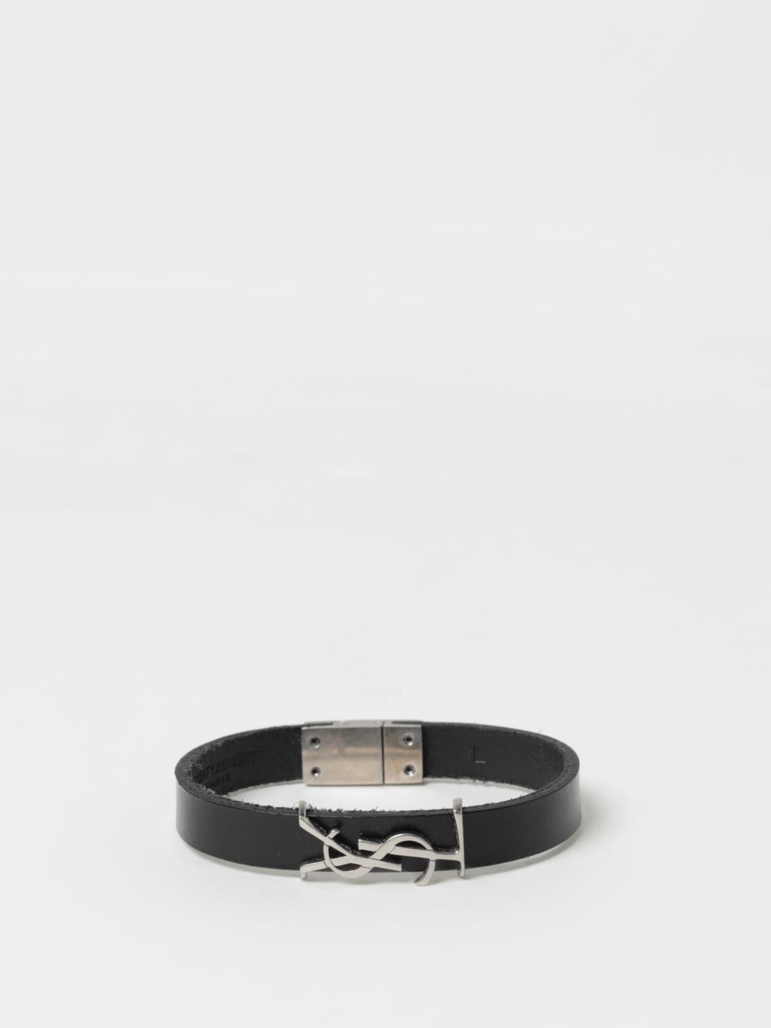 SAINT LAURENT GIOIELLO: Bracciale Saint Laurent in pelle e metallo, Nero - Img 1