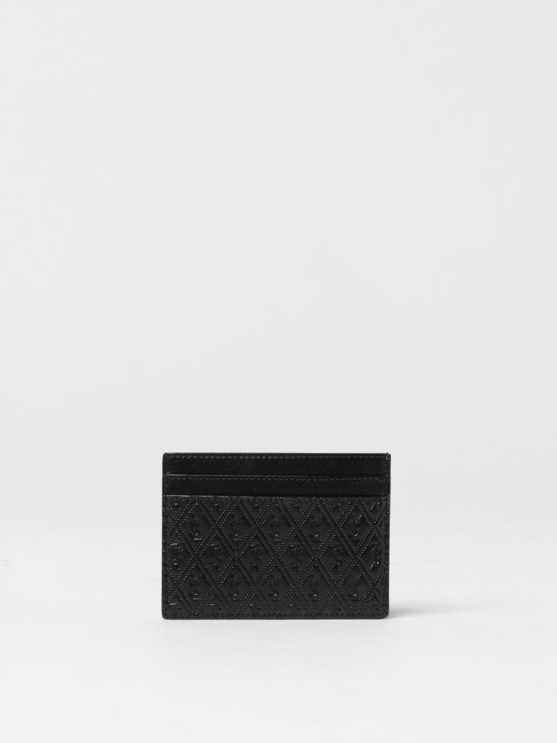 SAINT LAURENT WALLET: Saint Laurent credit card holder in leather with monogram pattern, Black - Img 1
