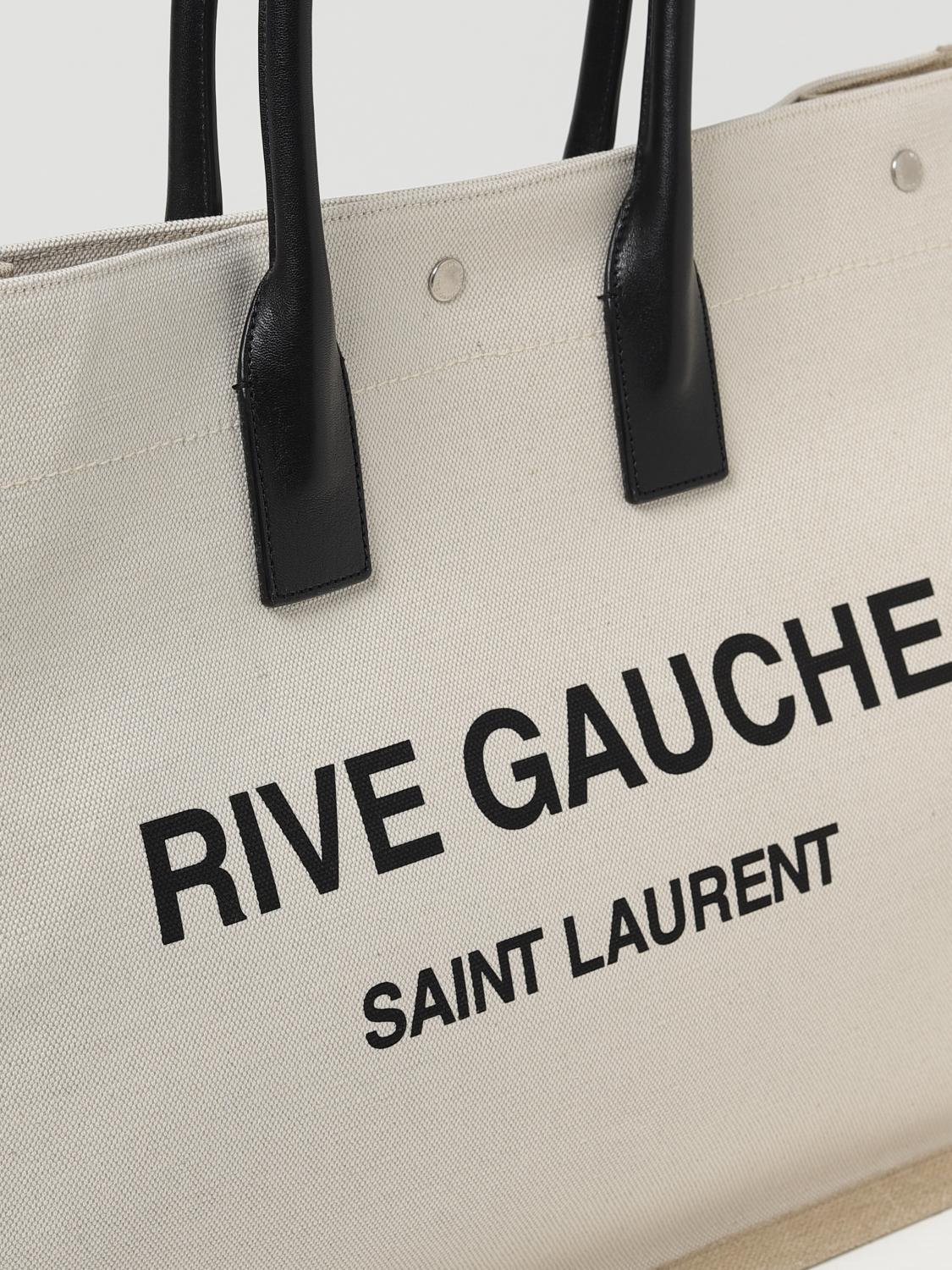 SAINT LAURENT BORSA: Borsa Rive Gauche Saint Laurent in canvas e pelle, Beige - Img 3