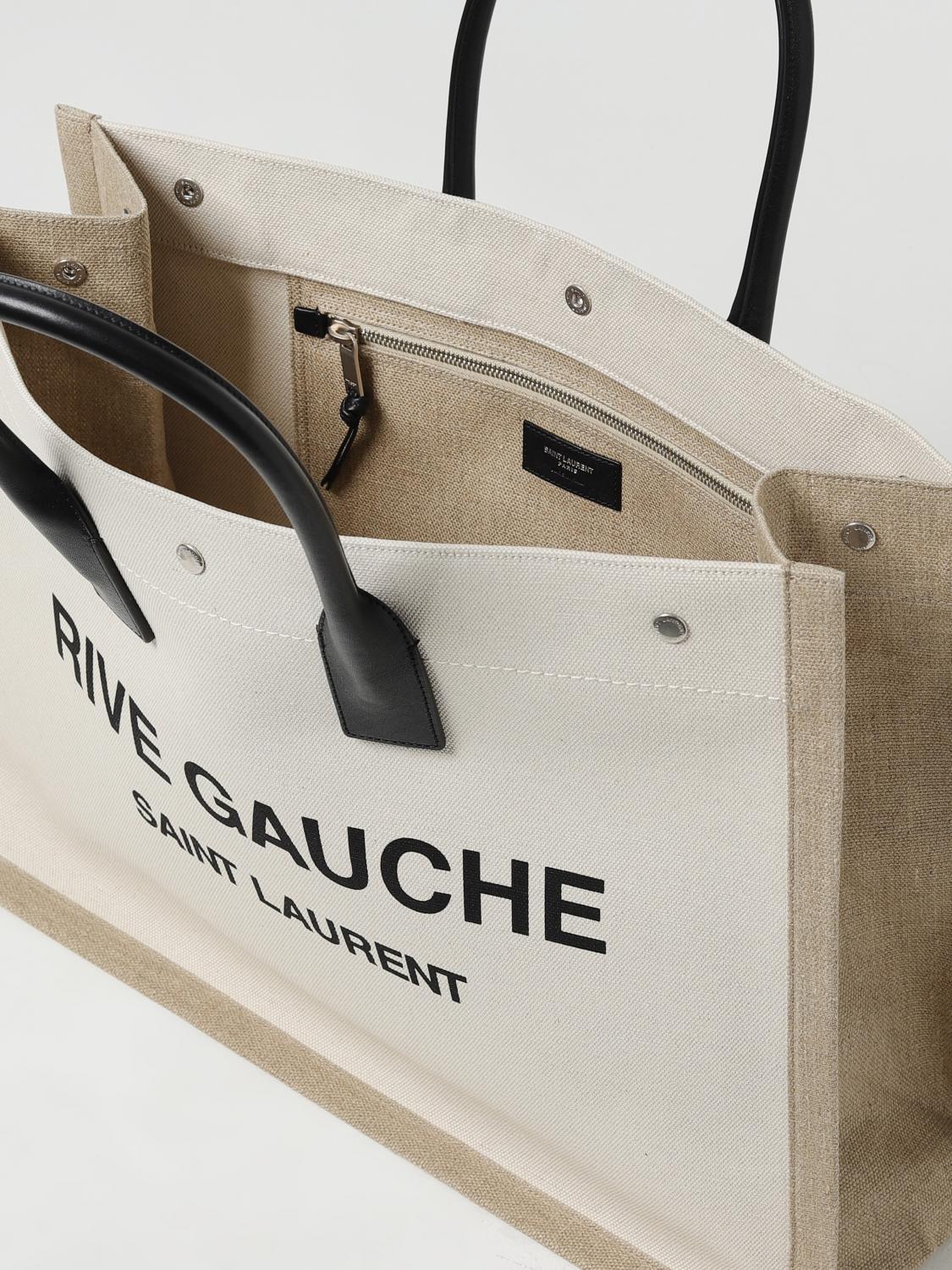 SAINT LAURENT BORSA: Borsa Rive Gauche Saint Laurent in canvas e pelle, Beige - Img 4